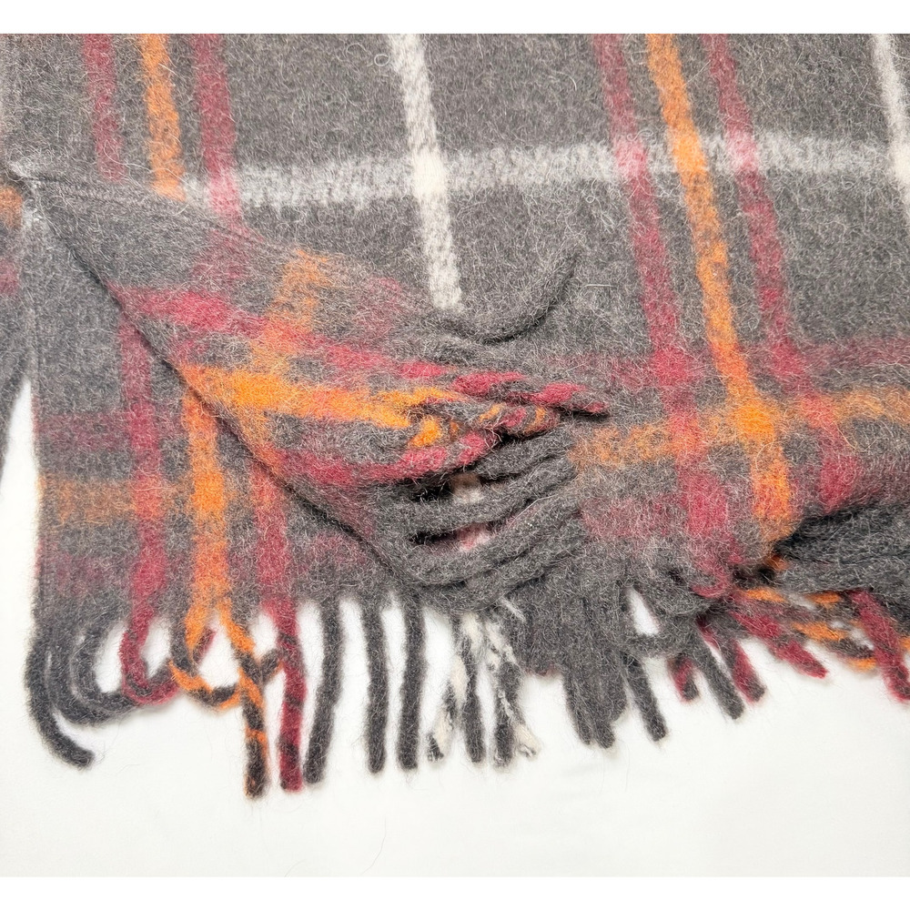 Golden Goose Alpaca Mohair Plaid Wrap Shawl Cape One Size Quiet Luxury Italy - Picture 7 of 12